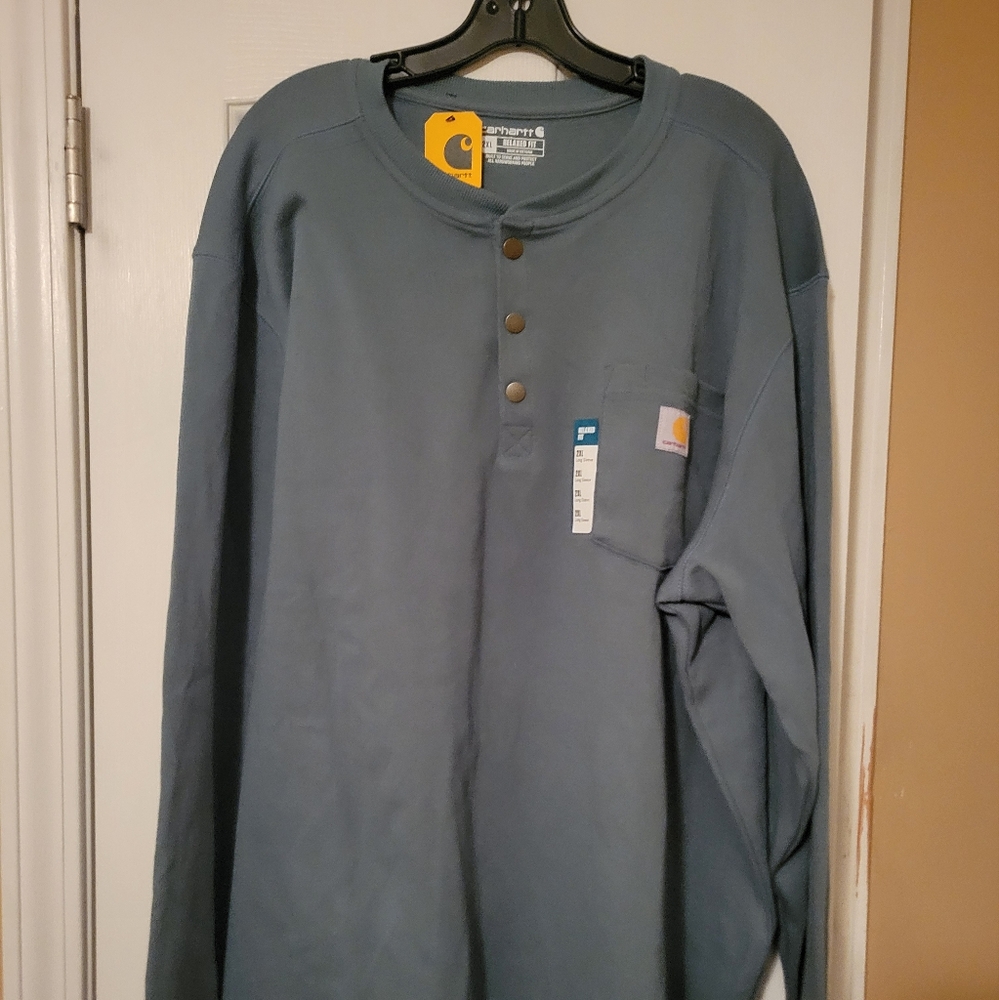 carhartt relaxed fit heavyweight long-sleeve henley pocket thermal shirt